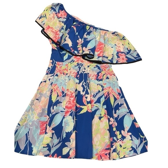 Yumi Kim Blue Floral One Shoulder Mini Dress.Size S - Picture 6 of 11